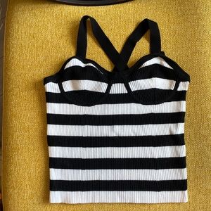 NWOT, Maeve knit tank top from Anthropologie, black and white stripe, small